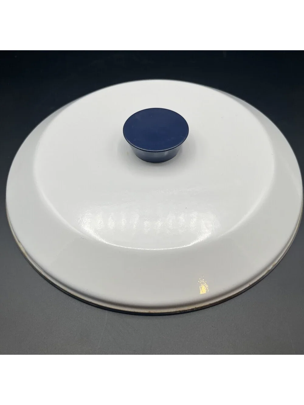 Vintage Cathrineholm Norway Enamel Dutch Oven Blue Red Stripe Club Celebration